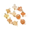 Natural Red Aventurine Rondelle Charms with Rack Plating Brass Loops G-G110-05B-04-1