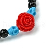 Halloween Theme 8.5mm Synthetic Black Stone Beaded Stretch Bracelets BJEW-JB10882-02-3