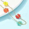 304 Stainless Steel & Synthetic Stone Daisy Flower Chain Anklets for Women AJEW-B031-01G-03-2