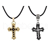 2Pcs 2 Colors Cross Glass Sead Beaded Pendant Necklaces NJEW-MZ00093-2
