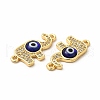 Rack Plating Real 18K Gold Plated Brass Micro Pave Clear Cubic Zirconia Connector Charms ZIRC-L102-05G-03-3