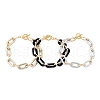 Spray Painted CCB Plastic & Aluminum Paperclip Chain Bracelets Sets BJEW-JB05432-2