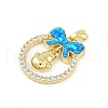 Christmas Theme Rack Plating Brass Micro Pave Cubic Zirconia Pendants KK-U032-14G-03-2
