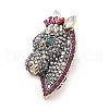 Horse's Head Alloy Rhinestone Brooches JEWB-E041-18AB-01-1