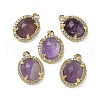 Natural Amethyst Faceted Oval Pendants G-I375-02G-08-1