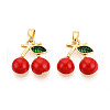 Brass Enamel Pendants KK-N257-52G-1