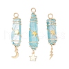 3Pcs 3 Styles Electroplated Natural Quartz Crystal Pointed Copper Wire Wrapped Pendants PALLOY-JF03766-04-1