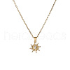 Sun Brass Micro Pave Clear Cubic Zirconia Pendant Necklaces & Hoop Earrings Sets FS-WG1EB67-01-4