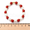 ABS Imitation Pearl Round Beads Stretch Bracelets for Women BJEW-D317-10B-G-5