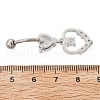 Alloy Crystal Rhinestone Dangle Curved Barbell Belly Rings AJEW-R007-04P-06-3
