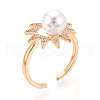 Brass Micro Pave Clear Cubic Zirconia Cuff Ring Settings KK-T076-16G-7