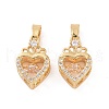 Brass Micro Pave Clear Cubic Zirconia Pendants KK-E068-VC286-2