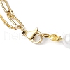 Round Shell Pearl & Brass Chain Flower Pendant Necklaces NJEW-JN04963-5