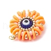 Handmade Polymer Clay and Evil Eye Lampwork and Glass Round Pendants PALLOY-MZ00638-05-4