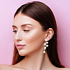 ANATTASOUL 1 Pair ABS Plastic Imitation Pearl Beaded Leafy Branch Dangle Stud Earrings EJEW-AN0001-51-4