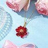 Flower Handmade Glass Seed Beaded Pendant Necklaces NJEW-MZ00096-06-1