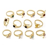 316 Stainless Steel with Natural Mixed Gemstone Cuff Rings RJEW-Z098-01G-10-4