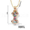 Brass Pave Colorful Cubic Zirconia Letter Pendant Box Chain Necklaces NU0575-9-1