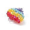 Glass Beaded Heart Pendants PALLOY-JF02093-3