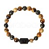 12 Constellations Natural Tiger Eye & Picture Jasper Round Beaded Stretch Bracelets for Men Women WG21EC3-09-2