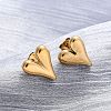 Ion Plating(IP) 304 Stainless Steel Heart Stud Earrings for Women X-EJEW-F300-09G-4