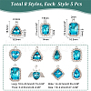   40Pcs 8 Style Platinum Plated Alloy Glass Pendants Sets ALRI-PH0001-27B-2