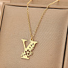 304 Stainless Steel Flower Initial Pendant Necklaces WGE911E-25-1
