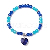 Baking Painted Imitation Jade Glass Round Beaded Charm Bracelets BJEW-JB11737-3