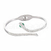 Rhinestone Snake Open Cuff Bangle BJEW-N017-003P-1