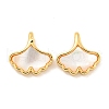 Natural Shell & Brass Gingko Leaf Charms KK-P275-06G-1