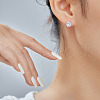 Elegant Fashionable Brass Clear Cubic Zirconia Flat Round Stud Earrings BP7914-1