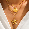 Bohemian Summer 201 Stainless Steel Shell Shape Starfish Pendant Double Layered Necklaces for Women FS-WGD4094-01-2