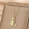 304 Stainless Steel Flower Initial Pendant Necklaces WGE911E-12-1