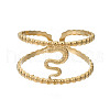 304 Stainless Steel Snake Open Cuff Ring RJEW-T023-96G-1