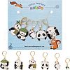  6Pcs 6 Style Panda & Bamboo Leaf Alloy Enamel Dangle Leverback Earrings for Women HJEW-NB0001-37-1