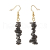 Natural Obsidian Chip Beaded Dangle Earrings EJEW-JE04788-08-3
