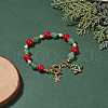 Christmas Tree & Star Alloy Enamel Charm Bracelet BJEW-TA00154-2
