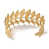 Stainless Steel Hollow Leaf Open Cuff Bangles for Women BJEW-G719-14G-3