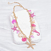 Alloy & Plastic Pearl & Natural Shell Pendant Necklaces FS-WG21E05-01-2