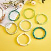 7Pcs 7 Style Handmade Polymer Clay Heishi Surfer Stretch Bracelets Set BJEW-SW00073-03-6