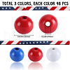 Gorgecraft 138Pcs 3 Colors Independence Day Spray Painted Wooden European Beads WOOD-GF0002-09-2