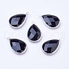 Silver Color Plated Brass Glass teardrop X-GLAA-M006-A-12S-1