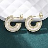 C-Shaped Brass Micro Pave Cubic Zirconia Stud Earrings KK-D363-19G-5