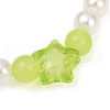 Dyed Round Natural Malaysia Jade with ABS Plastic Pearl Beaded Stretch Bracelets for Women BJEW-JB11643-02-3