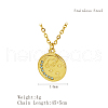 Stylish Stainless Steel Flat Round with Planet Pendant Necklaces for Women's Daily Wear XZ6371-2-2