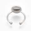 Tarnish Resistant 201 Stainless Steel Cuff Finger Rings Components X-STAS-T047-19B-2