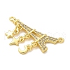 Brass Micro Pave Cubic Zirconia Connector Charms KK-S511-11G-2