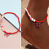 Alloy Butterfly Charm Glass Seed Beaded Stretch Anklets for Beach Party WG08358-02-1