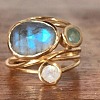 Alloy Multi-Moonstone Finger Rings for Women FS-WG1D73B-05-3