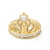 Clear Cubic Zirconia Crown Open Cuff Ring RJEW-G262-01G-1